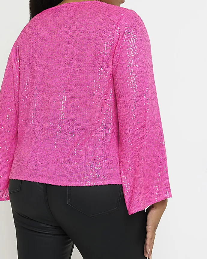 Plus pink sequin blouse