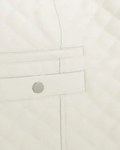 Plus stone faux leather quilted blazer