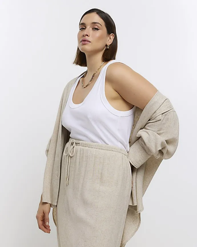 Plus stone skirt with linen