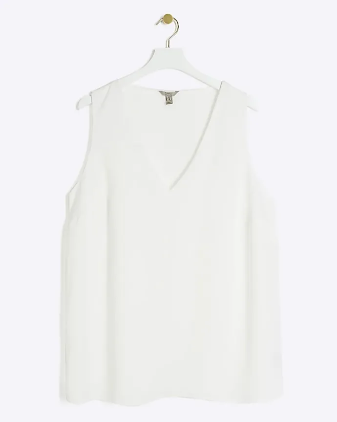 Plus white satin tank top