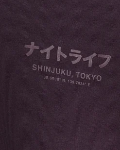 Purple regular fit Japanese graphic hoodie