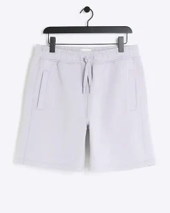 Purple regular fit rib panel shorts