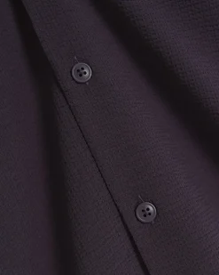 Purple regular fit seersucker revere shirt