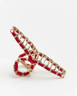 Red chain hair claw