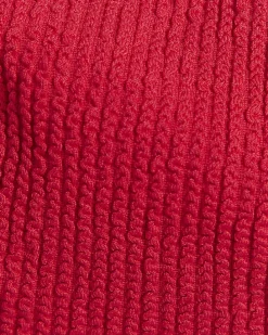 Red crinkle bandeau bikini top