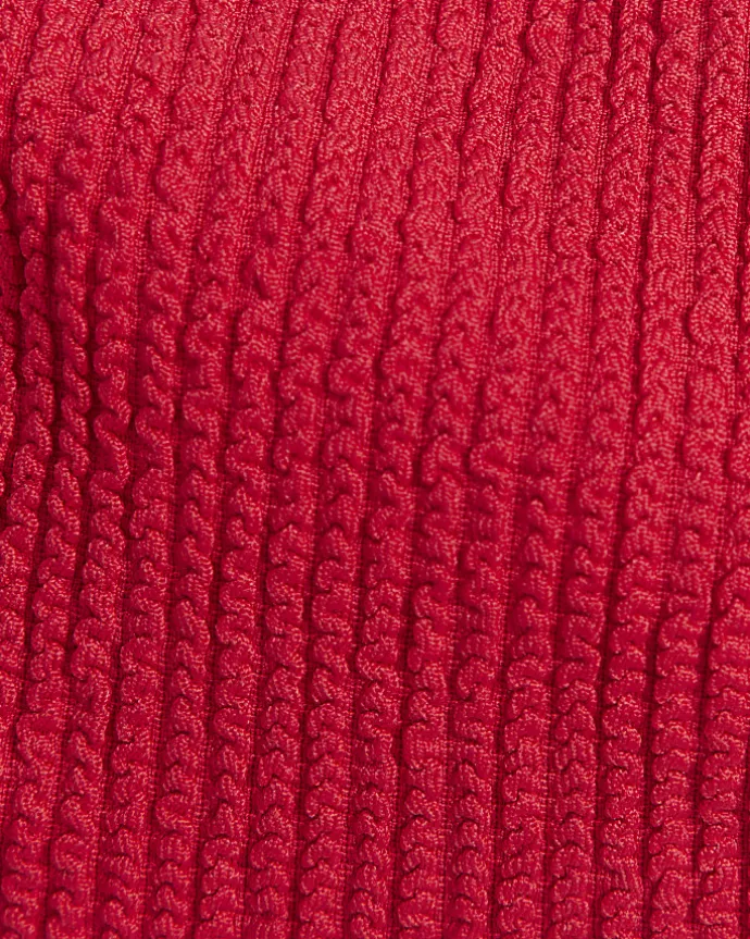 Red crinkle bandeau bikini top