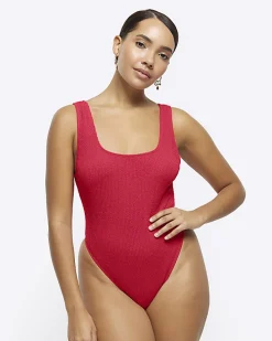 Red crinkle Swimsuit
