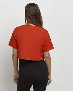 Red cropped maternity t-shirt