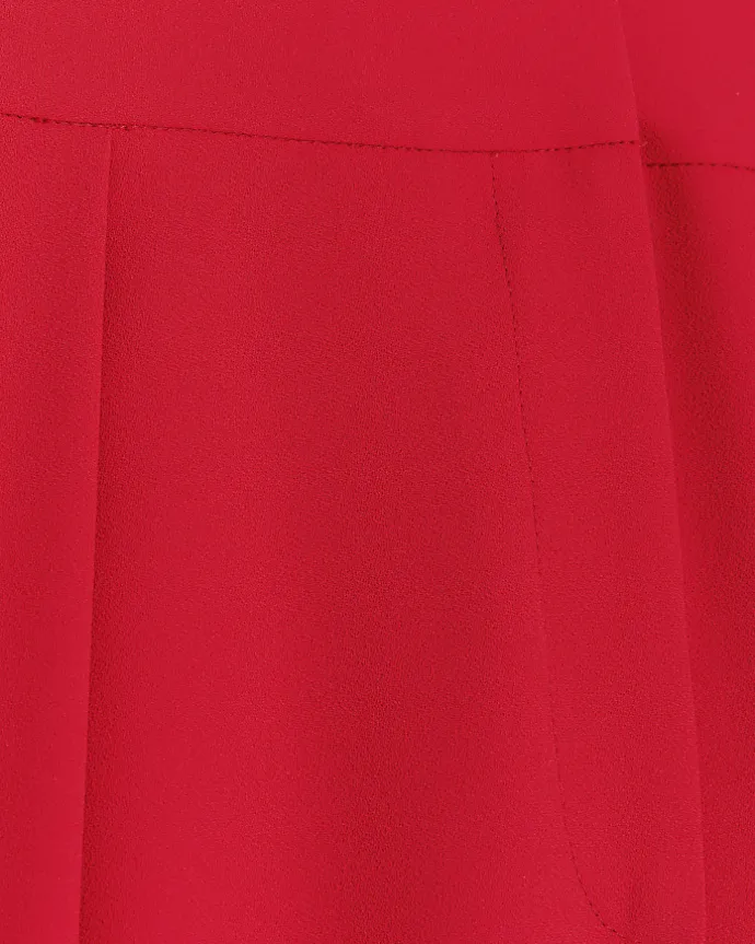 Red pleated wide leg trousers