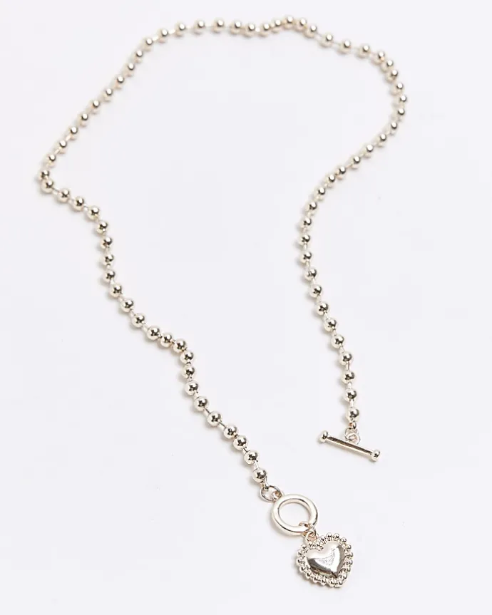 Rose gold heart ball necklace