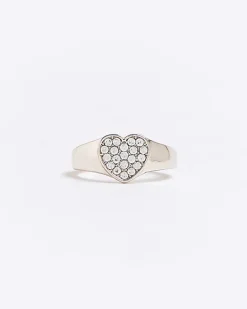 Rose gold heart diamante ring