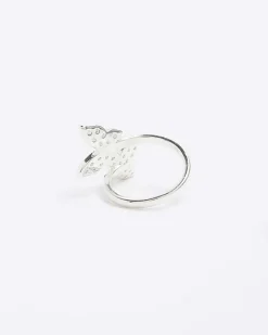 Silver butterfly wrap ring
