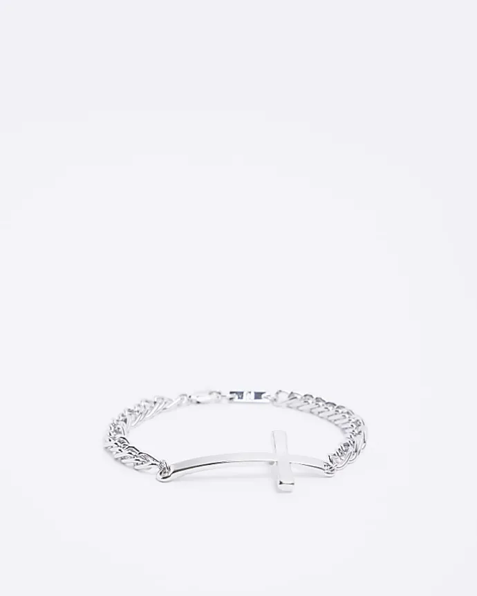 Silver colour cross bracelet