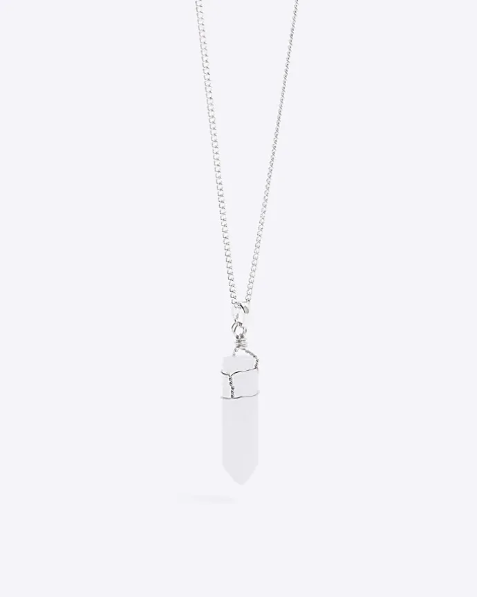 Silver colour quartz pendant necklace