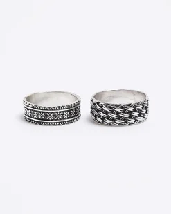 Silver colour weave rings multipack