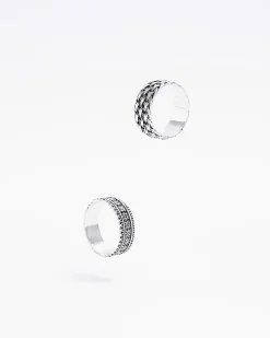 Silver colour weave rings multipack