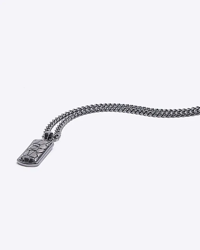 Silver CRACKLE DOG TAG NECKLACE