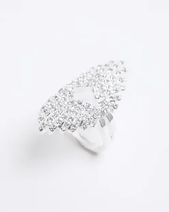 Silver Crystal Large Ring
