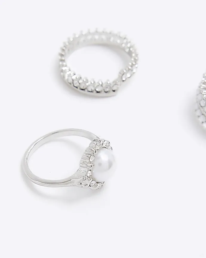 Silver Pearl Ring Multipack