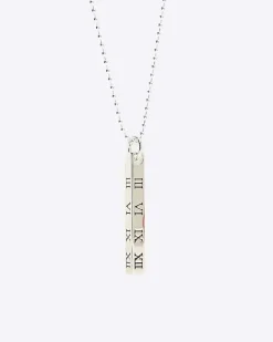 Silver plated bar pendant necklace