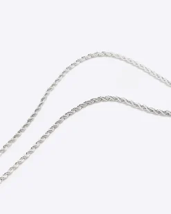 Silver plated tag necklace