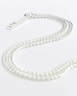 Silver plated tag necklace multipack