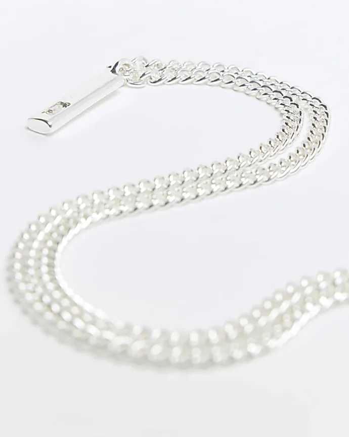 Silver plated tag necklace multipack