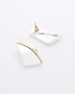 Silver sculpted stud earrings