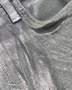 Silver slim straight coated jeans