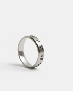 Silver stainless steel engraved Band Ring
