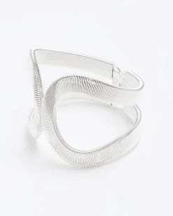 Silver Textured Bangle Bracelet