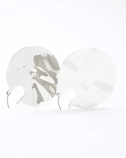 Silver Textured Hoop Earrings