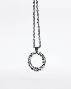 Silver Twist Ring Pendant Necklace