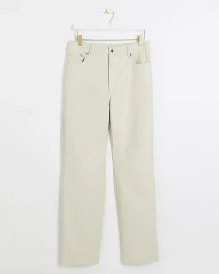Stone faux leather straight leg trousers