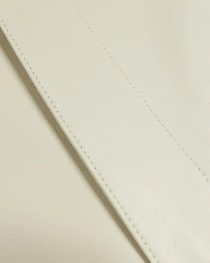 Stone faux leather straight leg trousers