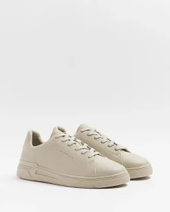 Stone lace up low top trainers