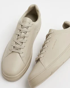 Stone lace up low top trainers
