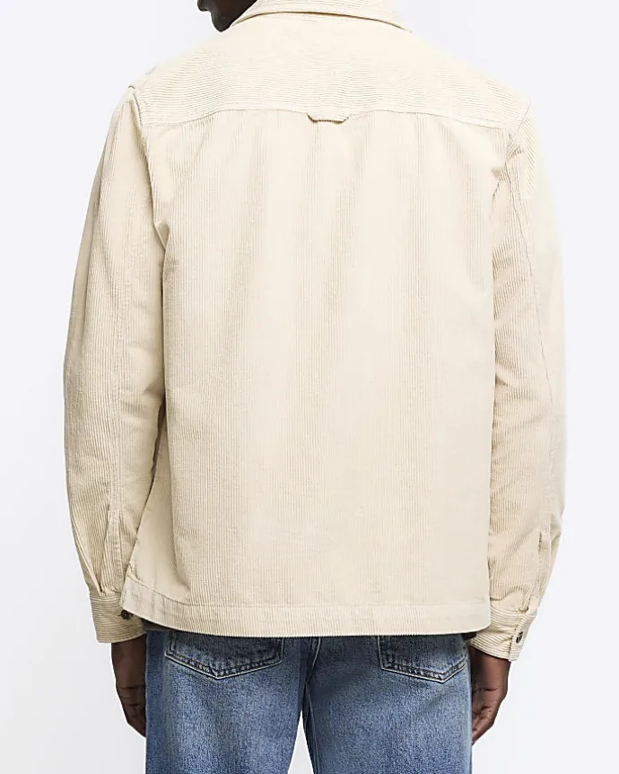 Stone regular fit corduroy overshirt