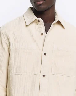 Stone regular fit corduroy overshirt