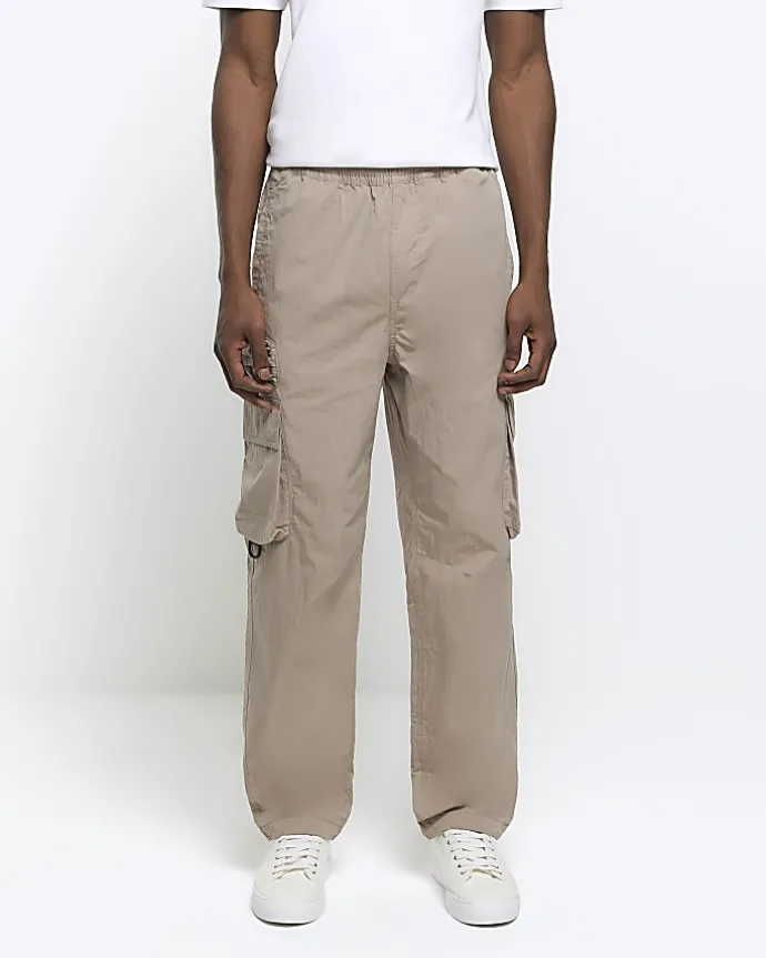 Stone regular fit elasticated cargo trousers