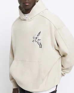 Stone Regular Fit Pegasus Graphic Hoodie