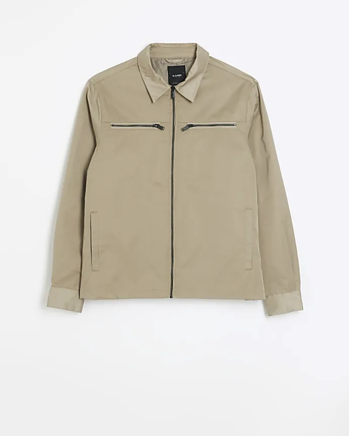 Stone regular fit zip up tech shacket