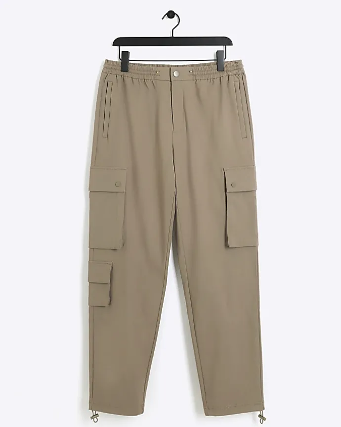 Stone slim fit smart techy cargo trousers