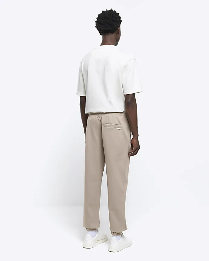 Stone slim fit textured smart joggers