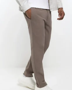 Stone slim fit twill pull on smart joggers