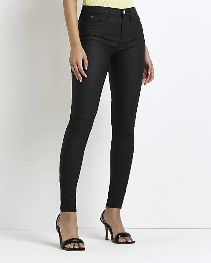 Tall black mid rise super skinny jeggings