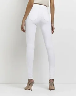 Tall white molly mid rise super skinny jeans