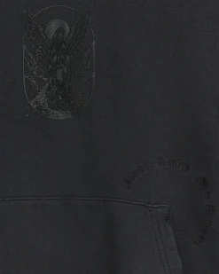 Washed black regular gothic graphic hoodie