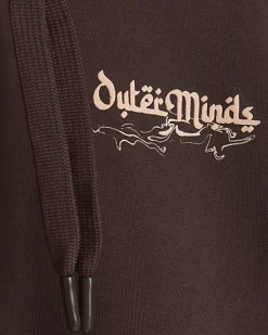 Washed brown regular fit graphic hoodie