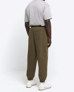 Washed khaki oversized fit joggers